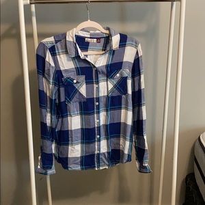 Blue/green plaid soft button-down